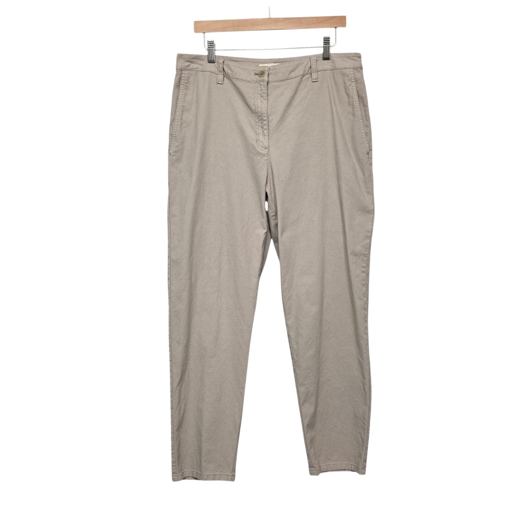 Eileen Fisher Womens Size 14 Organic Cotton Hemp Tapered Pants Taupe High Rise